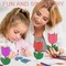 96 Pcs Unfinished Wooden Tulips Cutouts with Color Pens Paintable 3D Spring Flower Wood Slices Ornaments Tulips Shaped Craft Table Signs
